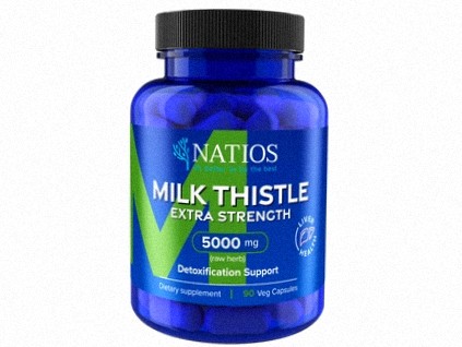 NATIOS Milk Thistle Extract, Pestrec, 5000 mg, Extra Strength, 90 vegánskych kapsúl front