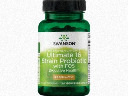 Swanson Probiotic Ultimate 16 Strain s FOS, Probiotiká, 3,2 miliard CFU, 16 kmeňov, 60 rastlinných kapsúl