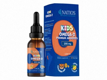 NATIOS Kids Omega-3 Premium Anchovies, 200 mg, Kvapky v MCT oleji, 30 ml