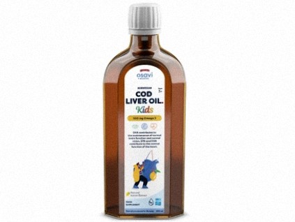 Osavi Norwegian Cod Liver Oil Kids, Olej z tresčej pečene pre deti, citrón, 500 mg Omega 3, 250 ml